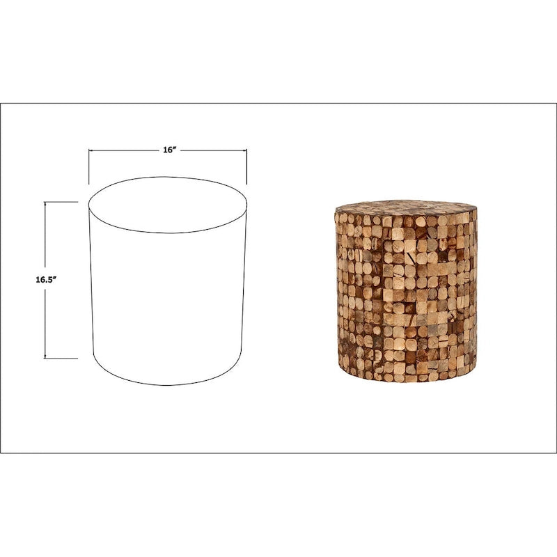 Round Coconut Shell Mosaic Accent Table by East at Main