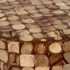 Round Coconut Shell Mosaic Accent Table by East at Main