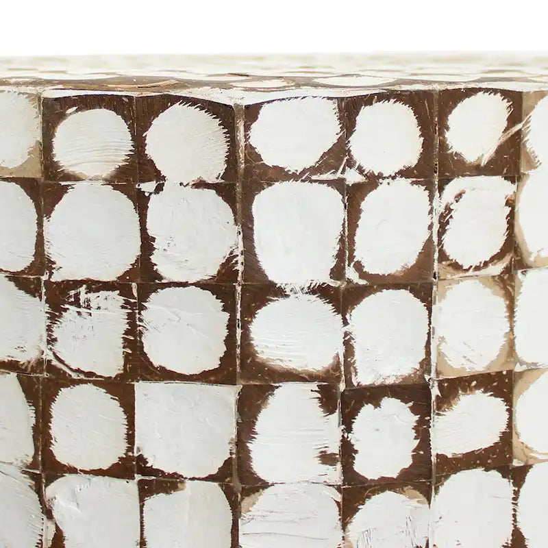 Round Coconut Shell Mosaic Accent Table by East at Main