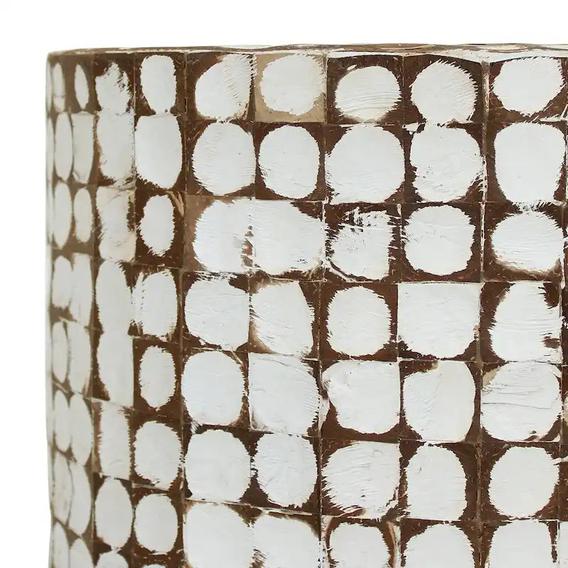 Round Coconut Shell Mosaic Accent Table by East at Main