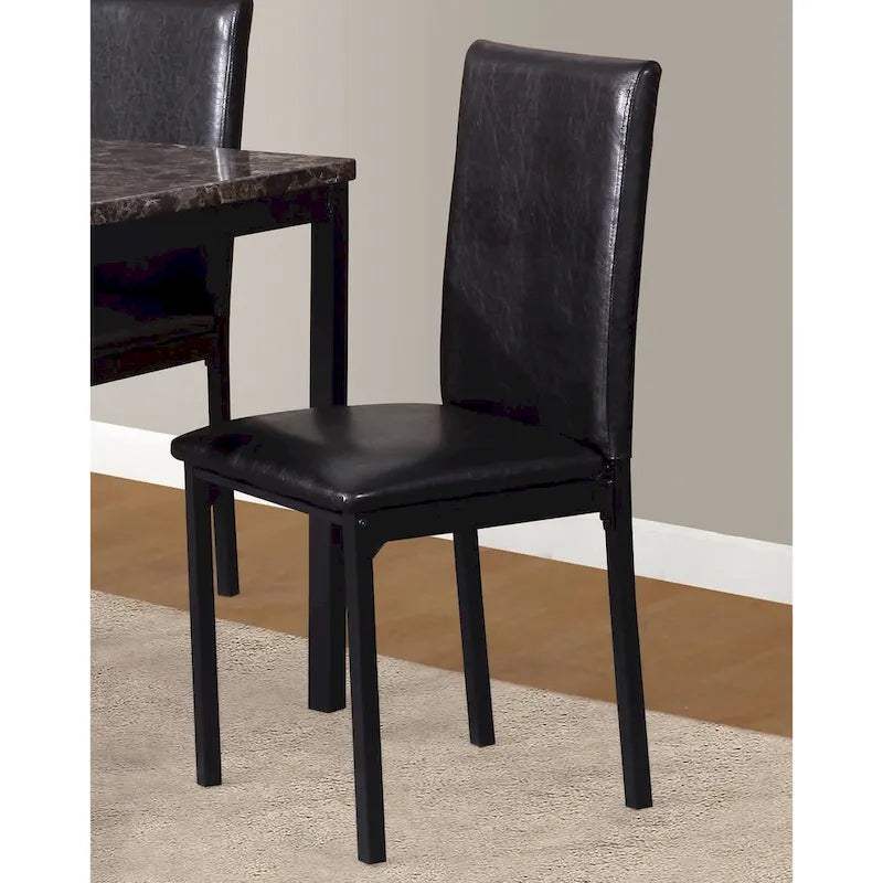 Roundhill Furniture Noyes Faux Leather Seat Metal Frame Black Dining Chairs, Set of 4