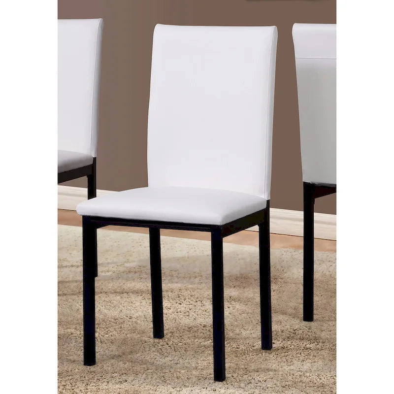 Roundhill Furniture Noyes Faux Leather Seat Metal Frame Black Dining Chairs, Set of 4