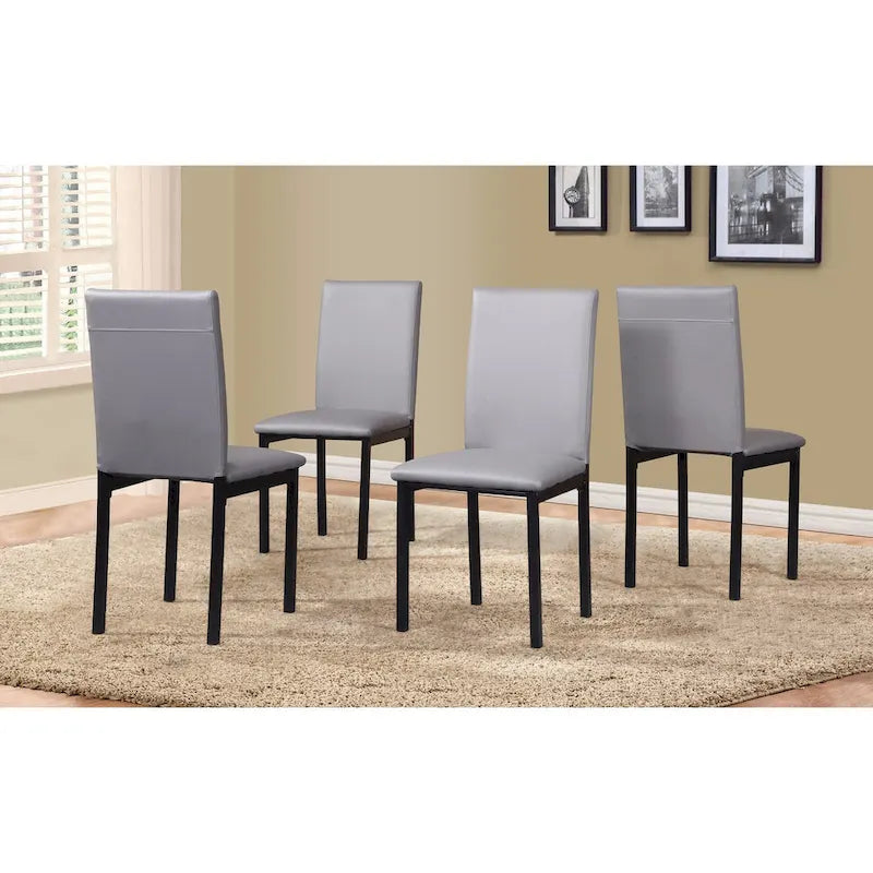 Roundhill Furniture Noyes Faux Leather Seat Metal Frame Black Dining Chairs, Set of 4
