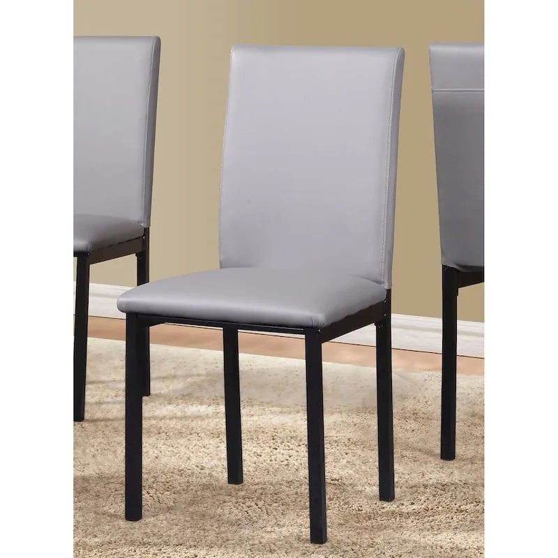 Roundhill Furniture Noyes Faux Leather Seat Metal Frame Black Dining Chairs, Set of 4