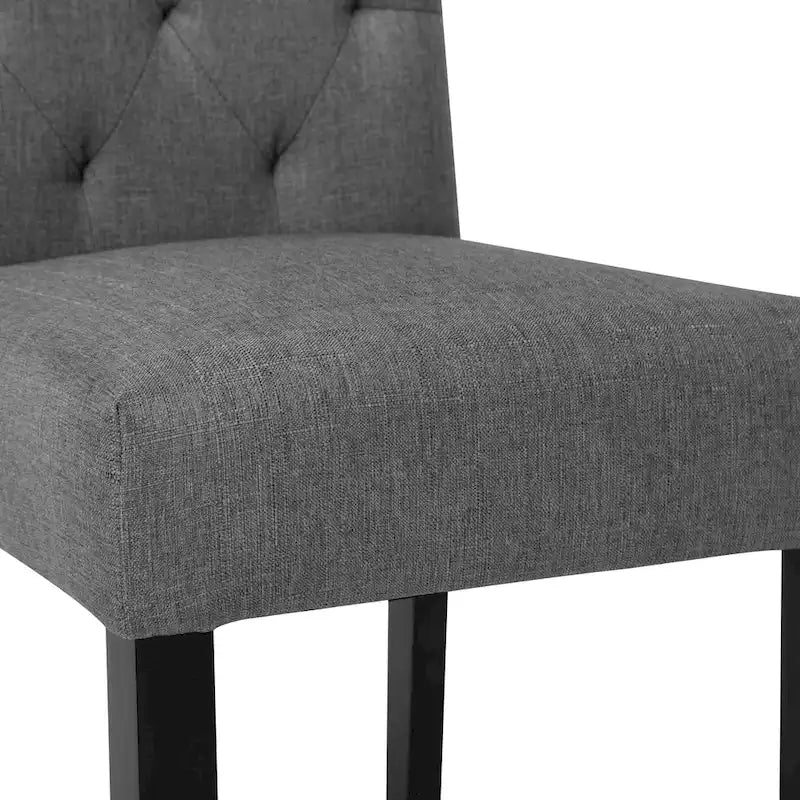 Fabric Upholstery High Back Tufted Parson Dining Chairs and Black Legs Set of 2
