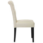 Fabric Upholstery High Back Tufted Parson Dining Chairs and Black Legs Set of 2