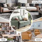 Eduard 84 Traditional Genuine Leather Sofa with Carved Wood Legs by HULALA HOME