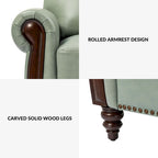 Eduard 84 Traditional Genuine Leather Sofa with Carved Wood Legs by HULALA HOME