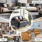 Eduard 84 Traditional Genuine Leather Sofa with Carved Wood Legs by HULALA HOME