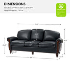 Eduard 84 Traditional Genuine Leather Sofa with Carved Wood Legs by HULALA HOME