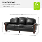Eduard 84 Traditional Genuine Leather Sofa with Carved Wood Legs by HULALA HOME