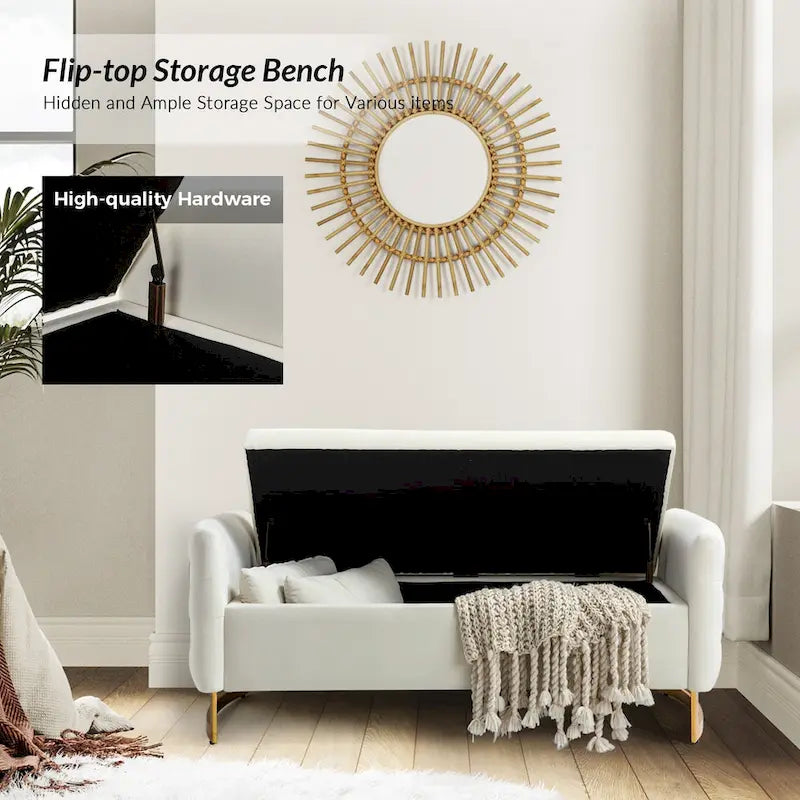 Robert Modern Upholstered Flip Top Storage Bench by HULALA HOME