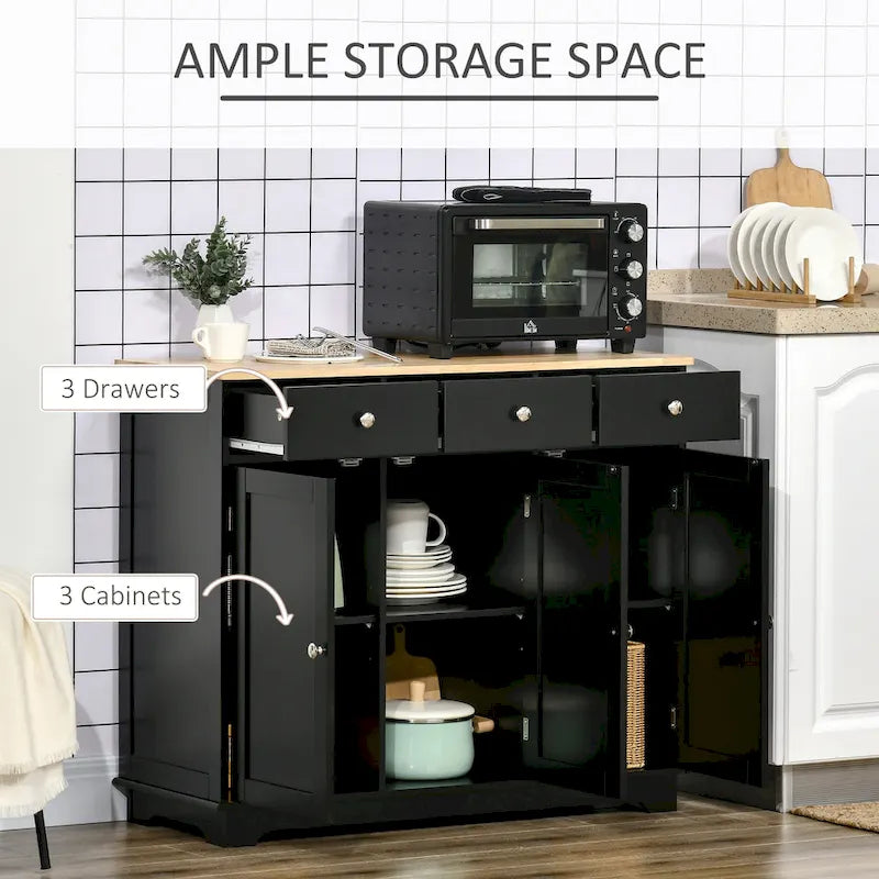 HOMCOM Modern Sideboard, Buffet Cabinet with Adjustable Shelves, Grey