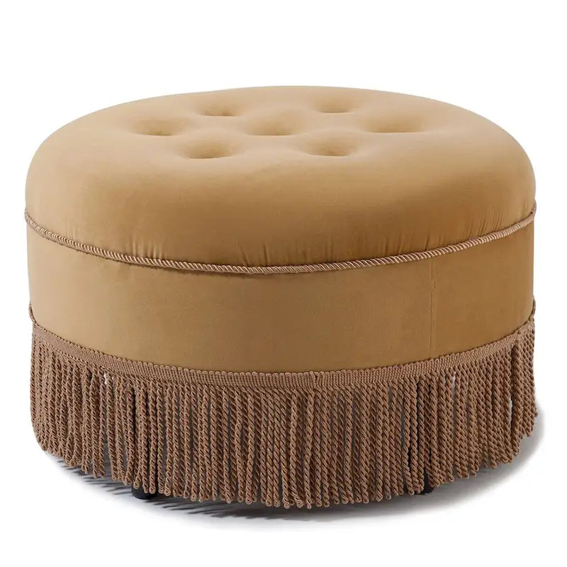 Yaris Upholstered Round Accent Ottoman