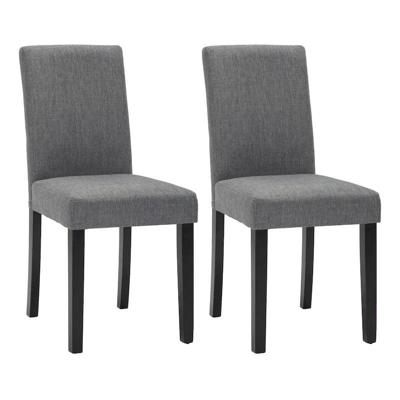 Faux Leather or Fabric Parsons Dining Chairs Set of 2 with Wood Legs