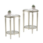 COSIEST 2-Tier Sliver Round Tempered Glass Side Table with Storage Shelf
