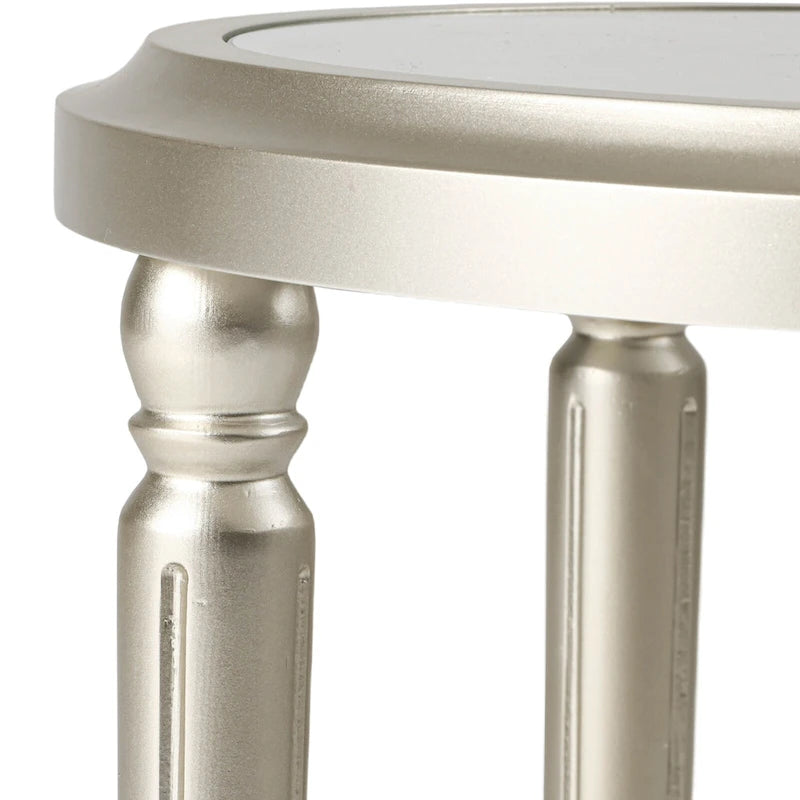 COSIEST 2-Tier Sliver Round Tempered Glass Side Table with Storage Shelf