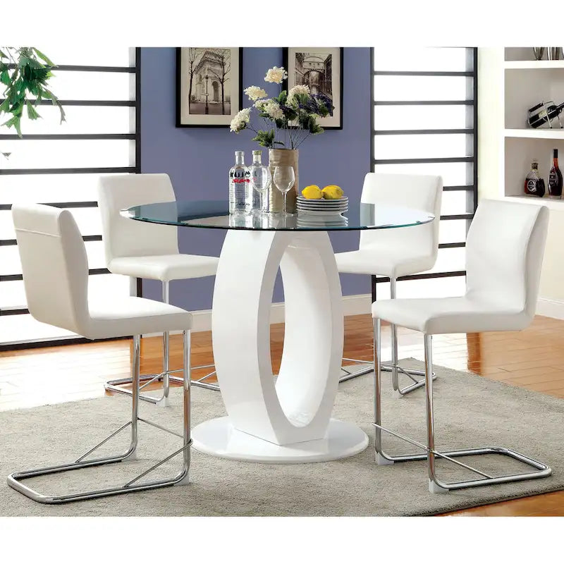 Furniture of America Raji 48-inch High-gloss Round Counter Height Table