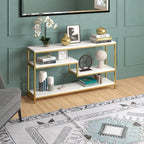 Mathis 55 Wide Rectangular Console Table with Faux Marble Top