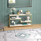 Mathis 55 Wide Rectangular Console Table with Faux Marble Top