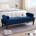 Velvet Bedroom Bench Pink/ Beige/ Blue/ Gray Upholstered Bench with Button-Tufted 60.2.