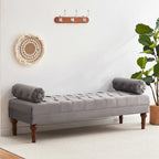 Velvet Bedroom Bench Pink/ Beige/ Blue/ Gray Upholstered Bench with Button-Tufted 60.2.