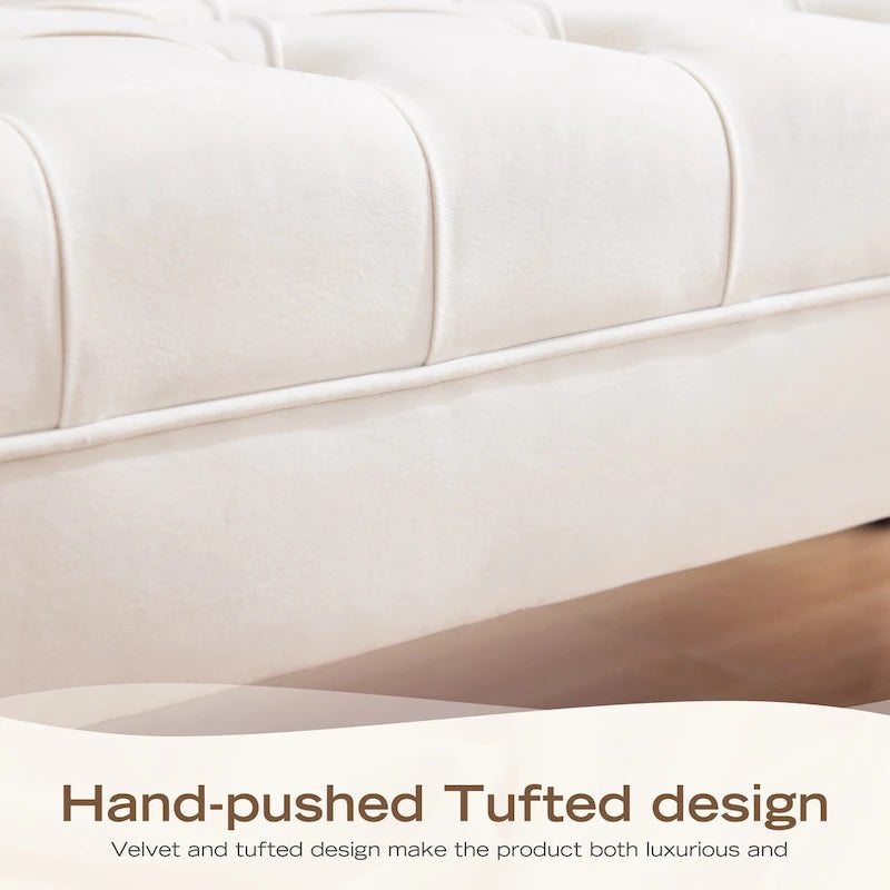 Velvet Bedroom Bench Pink/ Beige/ Blue/ Gray Upholstered Bench with Button-Tufted 60.2.