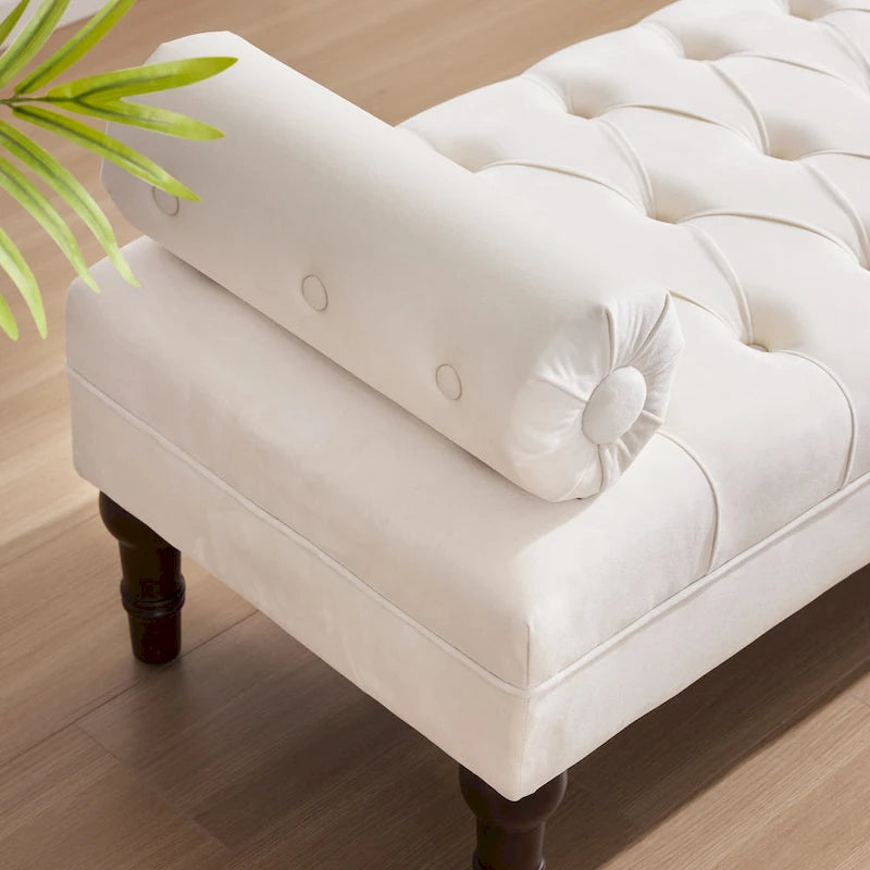 Velvet Bedroom Bench Pink/ Beige/ Blue/ Gray Upholstered Bench with Button-Tufted 60.2.