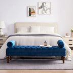Velvet Bedroom Bench Pink/ Beige/ Blue/ Gray Upholstered Bench with Button-Tufted 60.2.