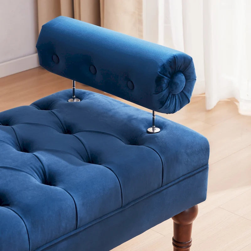 Velvet Bedroom Bench Pink/ Beige/ Blue/ Gray Upholstered Bench with Button-Tufted 60.2.