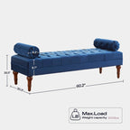 Velvet Bedroom Bench Pink/ Beige/ Blue/ Gray Upholstered Bench with Button-Tufted 60.2.