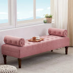 Velvet Bedroom Bench Pink/ Beige/ Blue/ Gray Upholstered Bench with Button-Tufted 60.2.