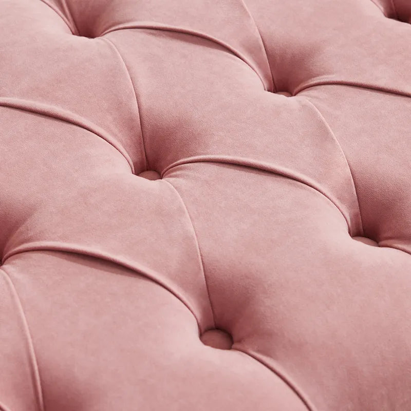 Velvet Bedroom Bench Pink/ Beige/ Blue/ Gray Upholstered Bench with Button-Tufted 60.2.