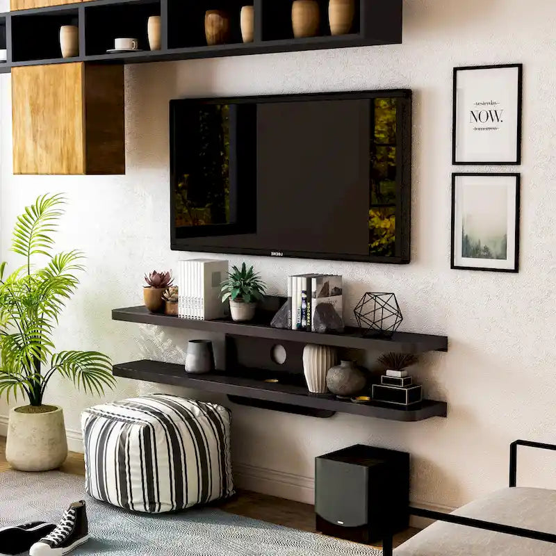 Rydstorp Modern 60-inch Metal 2-Shelf Wall-mounted TV Console Shelves by Carson Carrington