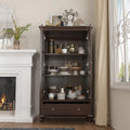 55.1H Buffet Lacquer Sideboard Storage Cabinet Glass Doors Bookcase