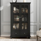 55.1H Buffet Lacquer Sideboard Storage Cabinet Glass Doors Bookcase