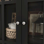 55.1H Buffet Lacquer Sideboard Storage Cabinet Glass Doors Bookcase