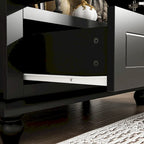 55.1H Buffet Lacquer Sideboard Storage Cabinet Glass Doors Bookcase