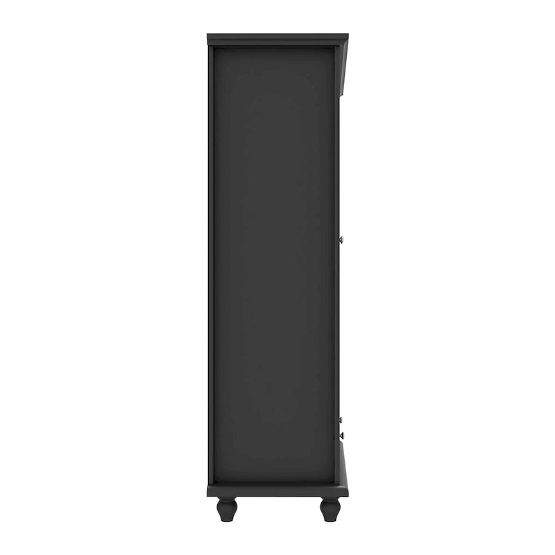 55.1H Buffet Lacquer Sideboard Storage Cabinet Glass Doors Bookcase