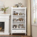 55.1H Buffet Lacquer Sideboard Storage Cabinet Glass Doors Bookcase
