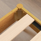 Priage by ZINUS Latte Wood Platform Bed Frame with Upholstered Headboard