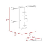 TUHOME Manchester 250 Closet System with 5 Open Shelves, 1 Drawer, and 3 Metal Rods - N/A
