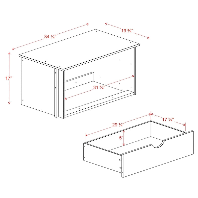 Palace Imports 100% Solid Wood 2-Drawer Internal Chest for Kyle Wardrobe Armoires