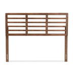Mid-Century Walnut Wood Open Slat Headboard
