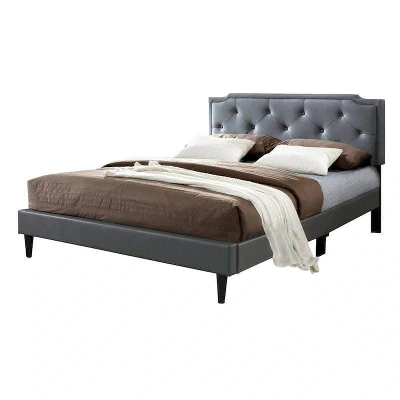 Deb Transitional Tufted Upholstered Panel Bed