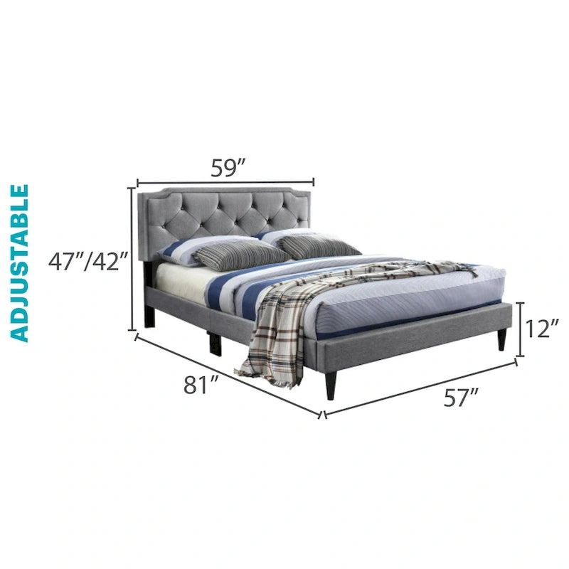 Deb Transitional Tufted Upholstered Panel Bed