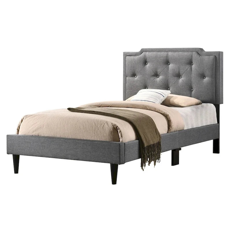 Deb Transitional Tufted Upholstered Panel Bed
