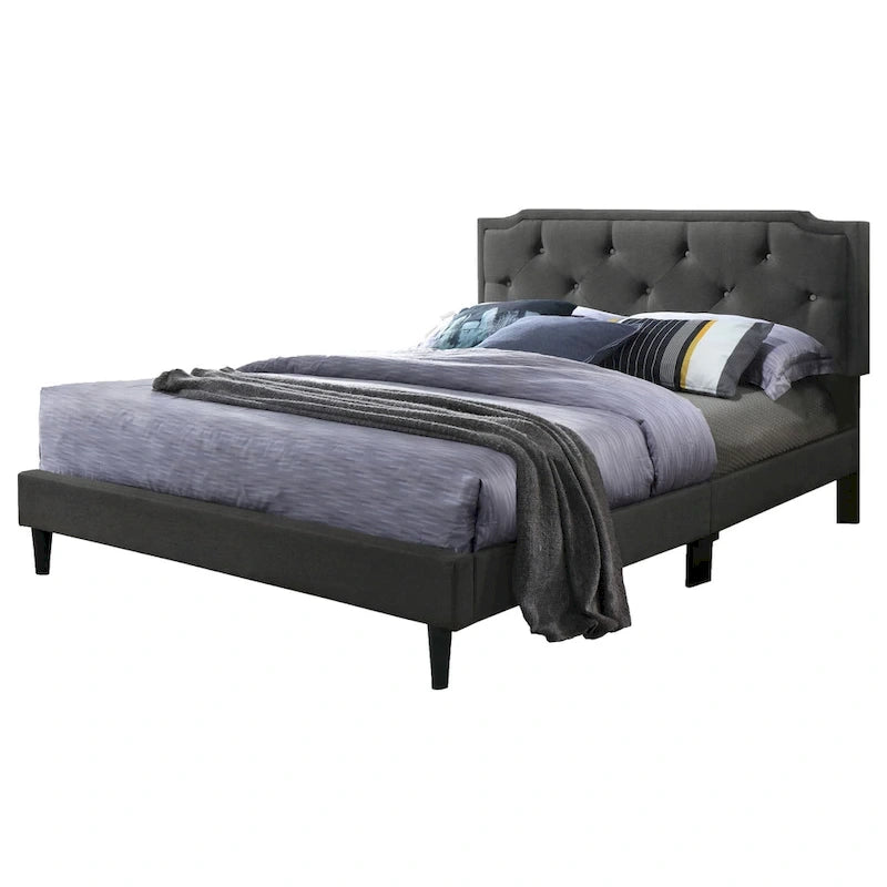 Deb Transitional Tufted Upholstered Panel Bed