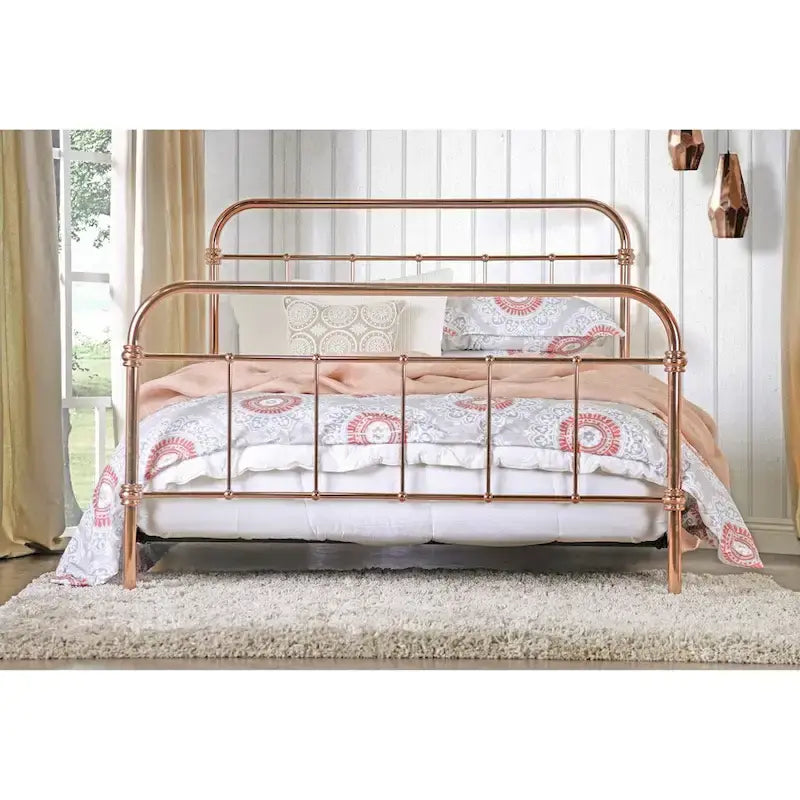 Furniture of America Vore Modern Gold Metal Slatted Panel Bed