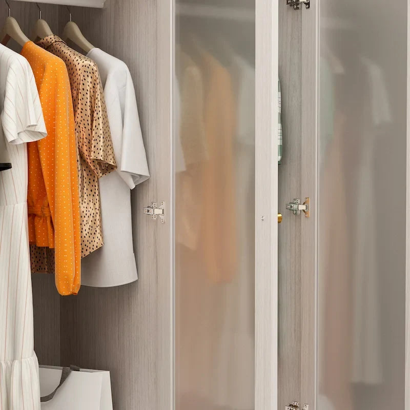 Combo Large Frosted Glass Closet: Versatile Wardrobe Options Armoires